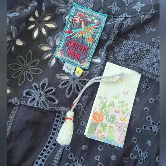 NWT Johnny Was Sanded Black Blysse Patchwork Kimono Woman Sz M Medium MSRP $445 - Picture 10 of 13